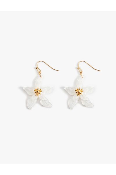 Koton Dangle Flower Patterned Earrings