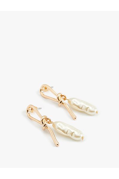 Koton Knot Earrings with Pearl Detail