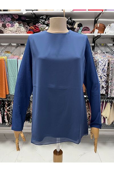 Zeynep Butik Туника от шифон и пениран памук Efraze - дълъг ръкав, 71 см 4433 1632