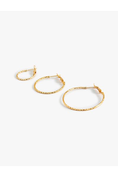 Koton Hoop Earrings Set of 3 Fine Textured