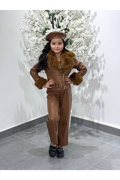 By Feyza Kids Collection Комплект от 4 кожени гащеризона за момиче