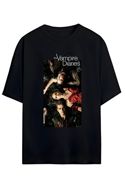 MAGORS Unisex Oversize βαμβακερό μπλουζάκι με σχέδιο Vampire Diaries