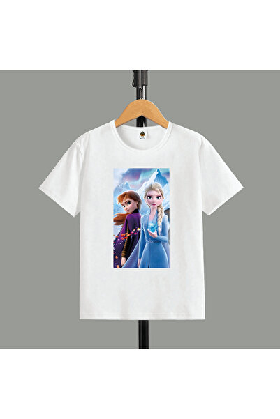 SVART WEAR Elsa Baskılı Premium Bisiklet Yaka Pamuklu Kısa Kollu Çocuk ve Gen...