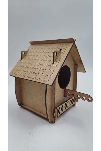 Mu Art Ahşap Wood Paintable Bird House Nest 15 cm X 11 cm X 11 cm