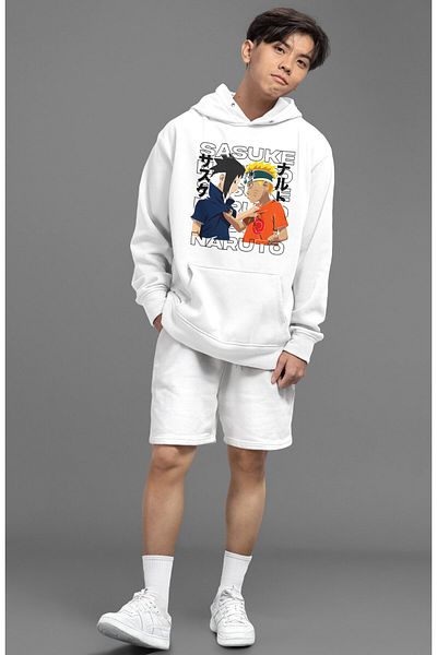Fuddy Moda Φούτερ με κουκούλα Unisex Sasuke και Naruto, Φούτερ με κουκούλα με θέμα Naruto Anime