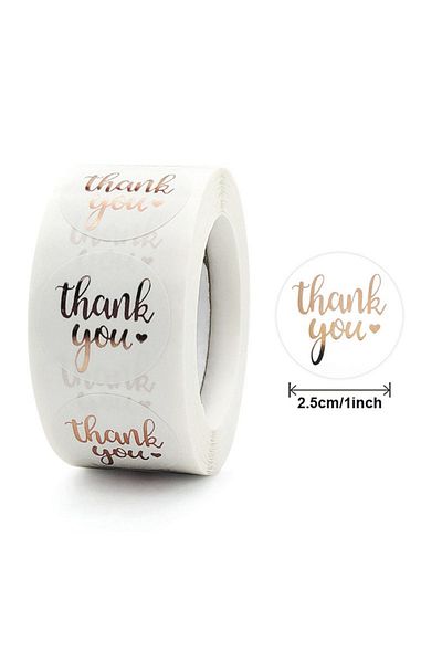 Choice C224 500pcs/roll Rose Golden Thank You Decorative Sticker Perfect For Party Gifts Envelopes&business