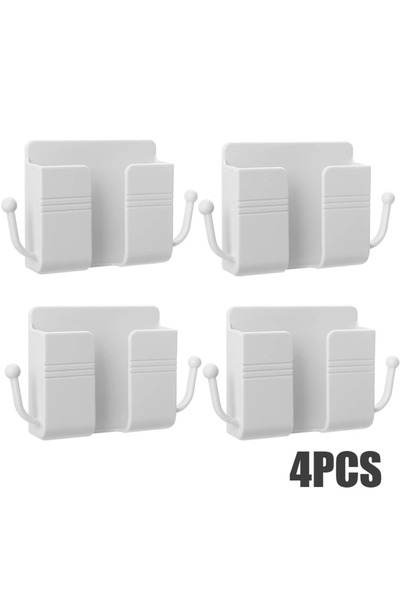 Choice حامل هاتف محمول مثبت على الحائط مكون من 4 قطع باللون الأبيض وحامل متعد...