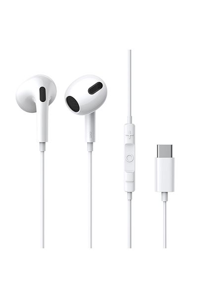Baseus White C17 Type-c Earphones In Ear Hearphone Wired Headset With Mic For Smart Phone For Xiaomi