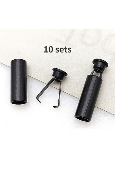 Choice Black 10 Sets Detachable Stopper With Lid Cap Rectangle Cord Ends Lock Stoppers For Rope Apparel Spo