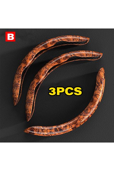 Choice B 3pcs Brown 1pair Car Steering Wheel Covers Booster Micro Fiber Leather Auto Interior Decorative Ac