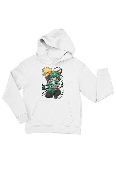 Fuddy Moda Φούτερ με κουκούλα Unisex Midoriya και Bakugou, Oversize My Hero Academia Anime Hoodie