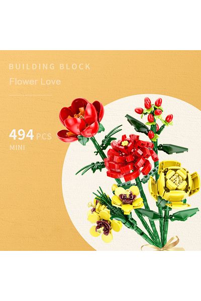 Choice With Box Rose Flower Bouquet Knew Built Flower Bouquet 3d Model Toy Mini Build Blocks For Girl Plant