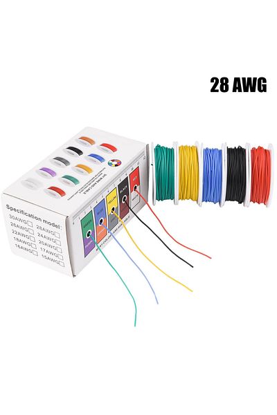 Choice 50m (10M EACH) 28 Awg 28 Awg Stranded Electrical Wire 28 Gauge Tinned Copper Wires Flexible Silicone