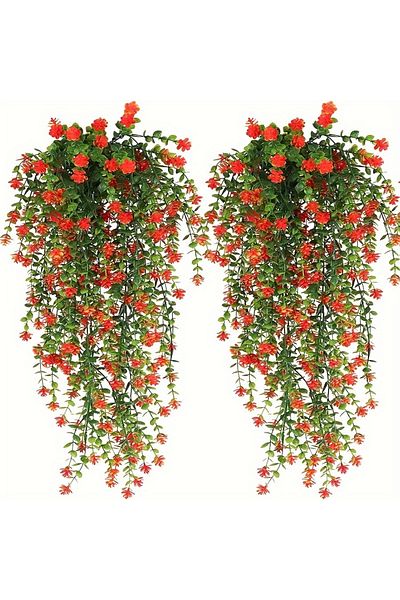 Choice 3pcs Orange 3pcs, Artificial Hanging Plants Fake Hanging Plant Faux Eucalyptus Leaf Greenery Vine Ou