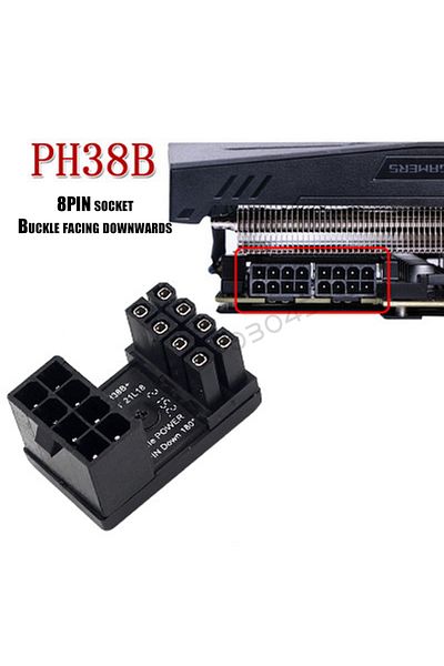 Choice 8pin Reverse Graphics Card Power Supply Adapter Elbow 180°, Gpu Psu Steering Connector Pci-e 6pin 8p