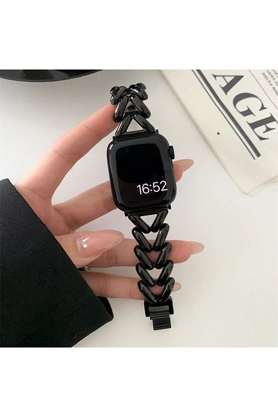 Choice 42mm 44mm 45mm 49mm Black Luxury Love Heart Metal Strap For Apple Watch Band Ultra 44mm 45mm 41mm 40