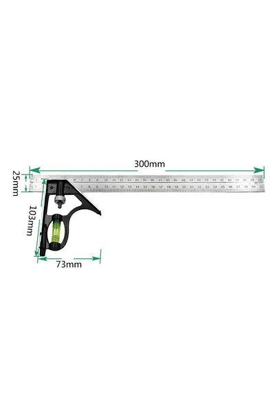 Wnew Combined Angle Ruler 300mm Stainless Steel Angle Combination Square Ruler Mobile Horizontal Movable