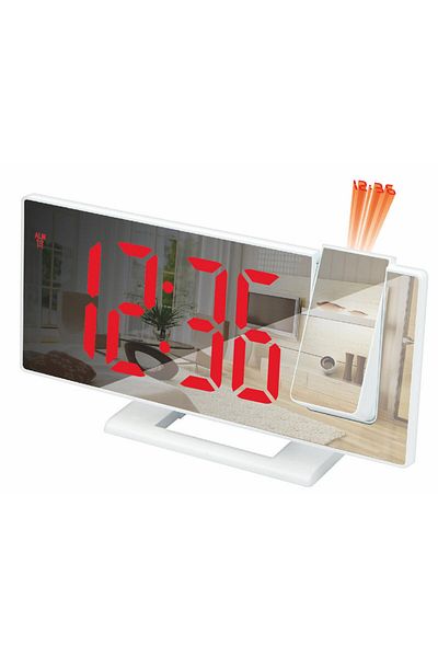 Choice D2363-wr 1pc Mirror Multifunctional Projection Alarm Clock Intelligent Luminous Clock Bedroom Large