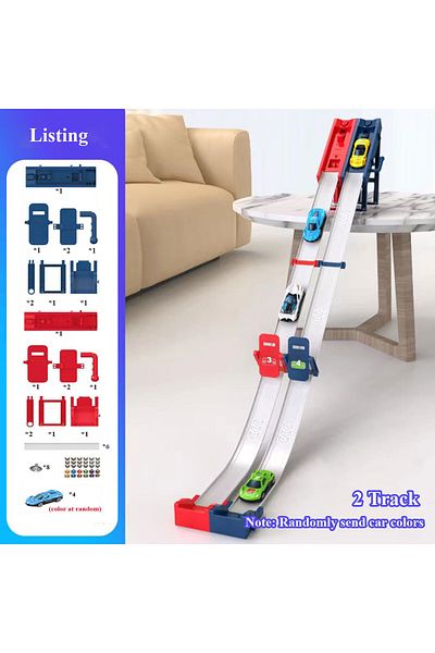 Choice 2 Track(RED BLUE) Competitive Racing Track Toy Vehicle With Alloy Car Kids Play Game For Children Ed