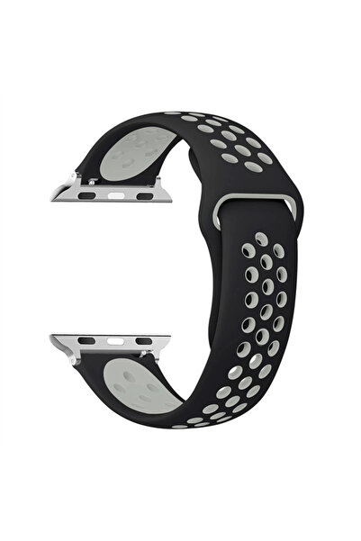 Choice حزام سيليكون أسود رمادي مقاس 42 مم و44 مم و45 مم و49 مم لساعة أبل ألتر...