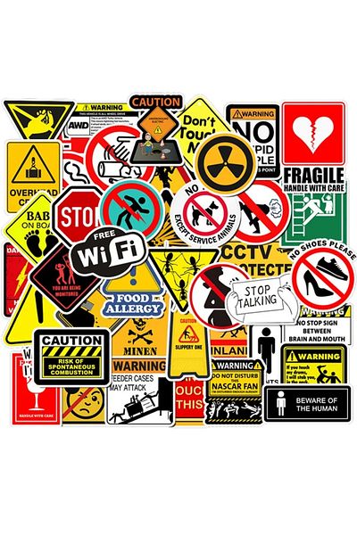 Choice 50pcs Banning Sign 50pcs Warning Danger Banning Sign Stickers Phone Bike Wall Scrapbook Motorcycle C