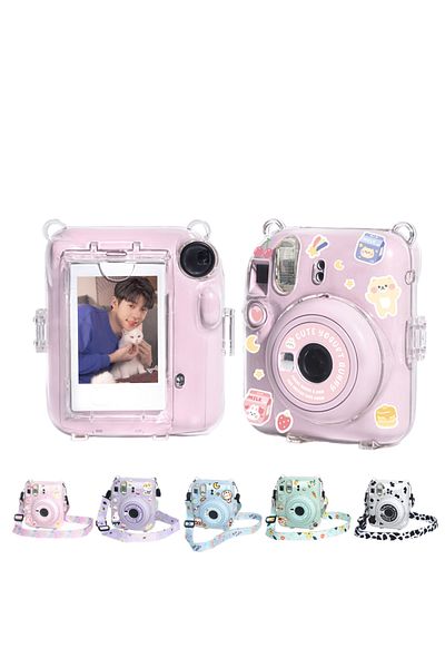 Choice For Fujifilm Instax Mini 12 Transparent Camera Case With Photo Storage Bag Crystal Shell Strap Ro...