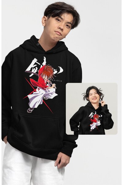 Fuddy Moda Unisex Kenshin Himura Štampano Sa kapuljačom dukserica, Oversize k...