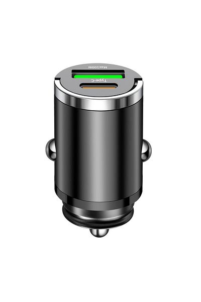 Choice Black Car 100w Charger Fast Charging Metal One Tow Car Charger Flash Charger In Car Mini Pull Ring N