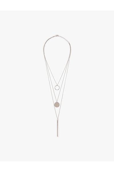 Koton Layered Chain Necklace with Plate Charm Detail