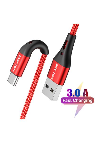 Choice 2m Red Uslion 3a Usb Type C Data Cable For Huawei Xiaomi Redmi Note 13 Samsung Galaxy S23 Fast Charg