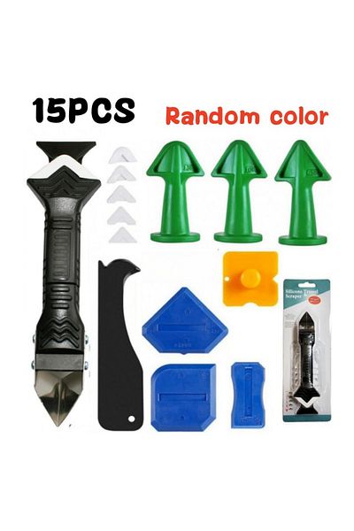CHITOP 15pcs 15pcs Caulk Nozzle Applicator Silicone Scraper Sealant Caulking Smooth Remover Tools Kit Floor