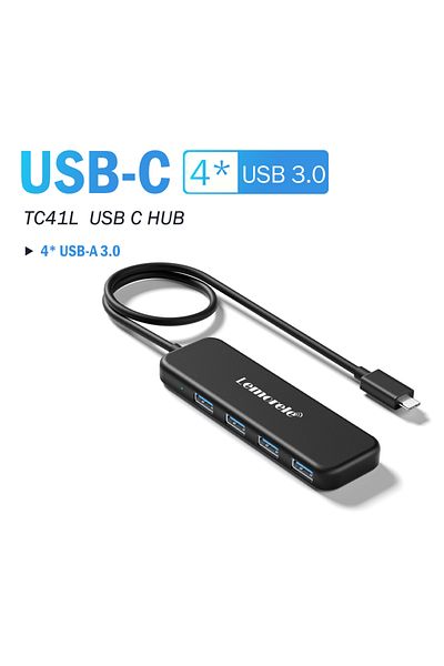 lemorele موزع USB-c 4-usb3.0 USB Hub Type C Hub USB3.0 Otg 4 منافذ USB C/a Hub محول متعدد المنافذ للكمبيوتر المحمول