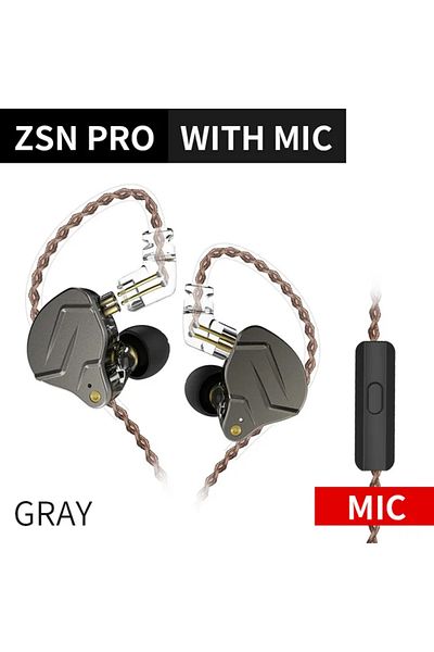 KZ Zsnpro Gray Mic Zsn Pro Iem Earphones Dynamic Hybrid Driver Balanced Armature Wired Earbuds Detac