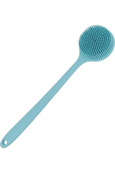 Choice Blue Back Scrubber For Shower Soft Silicone Bath Body Brush With Long Handle
