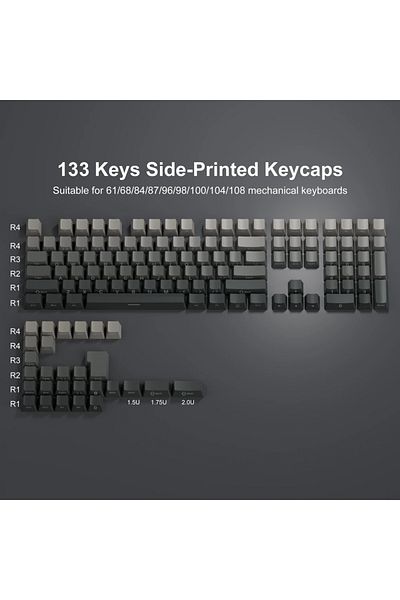 Choice Grey 133 Keys Grey Keycap Set 133 Keys Pbt Double Shot Side Print Shine Through Backlit Keycaps For