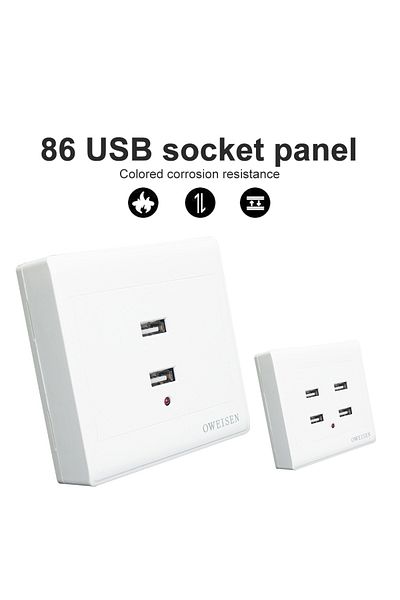 Aideepen 4usb 220v To 5v 2/4 Ports Usb Electrical Socket Wall Mounting Charger Station Power Adapter Plug Out