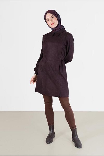 TRENDTESETTÜR Women's Plum Binding Detailed Tunic t 42377