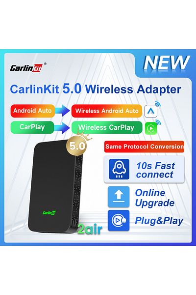 Choice 2air CarlinKit 5.0 &4 Wireless CarPlay Wireless Android Auto Box 2.4G&5.8Ghz WiFi BT Auto Connect...