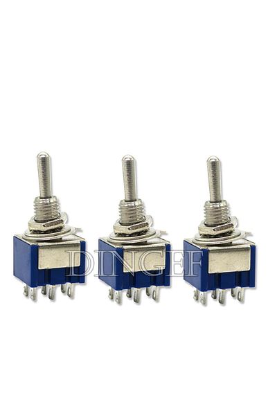 Choice 203(ON-OFF-ON 6PIN) 5 قطع مفاتيح تبديل مصغرة زرقاء صغيرة Mts-102 ذات 3 دبابيس Spdt On-on 6a 125vac Mts-