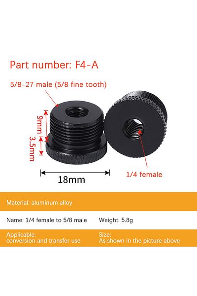 JETTING 1pc-black Mic Stand Adapter 1/4 To 5/8 3/8 To 5/8 Female To Male Screw Thread Adapter For Camera Lcd
