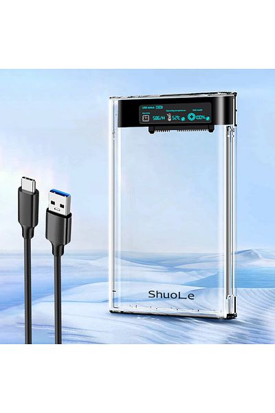 Choice حافظة محرك أقراص صلبة خارجية USB3.2 سوداء 5 جيجابت في الثانية 2.5 بوصة شفافة حافظة محرك أقراص صلبة Sata H