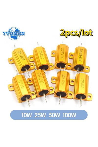 YTDMEN 25w-8r 2pcs 100w 50w 25w 10w Aluminum Power Resistor 0.1~1kohm Metal Shell Case Wirewound Resistanc