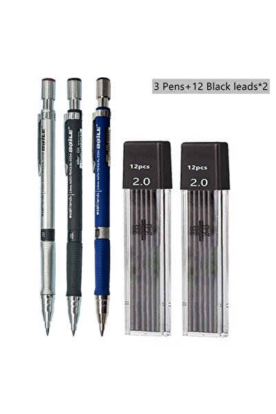 Choice1 مجموعة أقلام رصاص سوداء B مجموعة أقلام رصاص ميكانيكية 2.0 مم مع عبوة ...