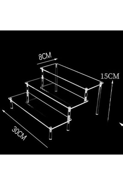 Choice 30x8x15cm 3 Tier 1-4 Tier Acrylic Display Stand Durable Display Rack For Cupcake Perfume Doll Transp