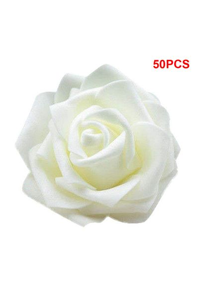 Choice 50pcs Cream White Pack Of 50 Artificial Bionic Flowers Pe Foam Simulation Roses Fake Flower Decorati