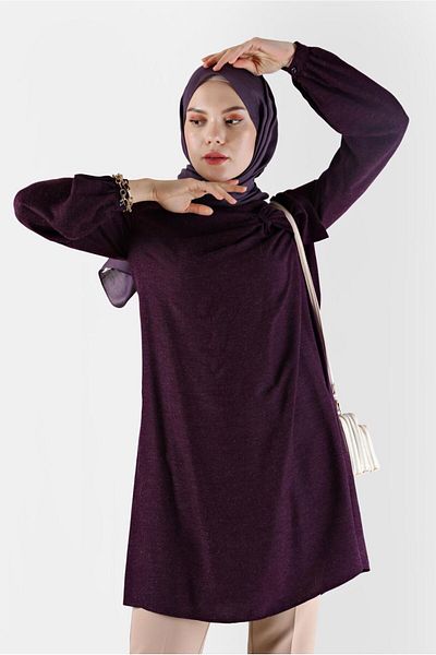 TRENDTESETTÜR Purple Ribbon Detailed Women's Tunic - t 42394