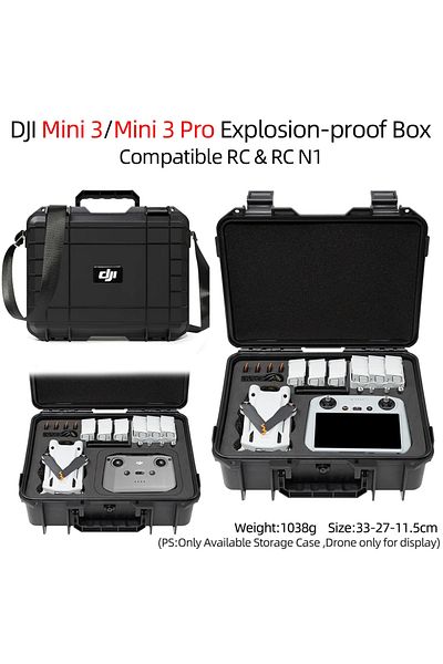 ERIKOLE Black With Strap For Dji Mini 3 Case Explosion Proof Case Mini 3 Pro Bag Portable Waterproof Box Har