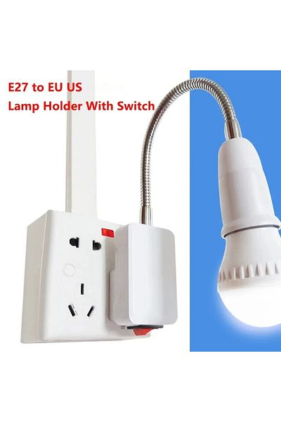 Choice Eu Plug 20cm Eu Us Plug To E27 Lamp Holder Light Bulb Socket With Switch Flexible Lamp Base Conversi