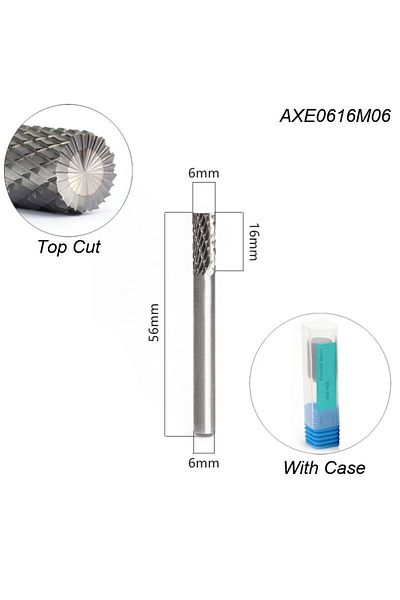 atooltour Carbide Burr Ax 6x6 Solid Tungsten Carbide Burr Rotary Rasp File, Ax Cylindrical Shape Double Cut Mi