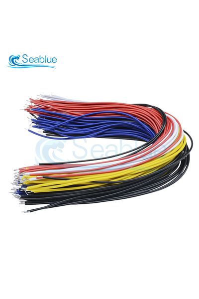 Aideepen 100Pcs Double Head PCB Solder Cable 20CM 26AWG Breadboard Fly Jumper Wire Cable Tin Conductor 5 C...
